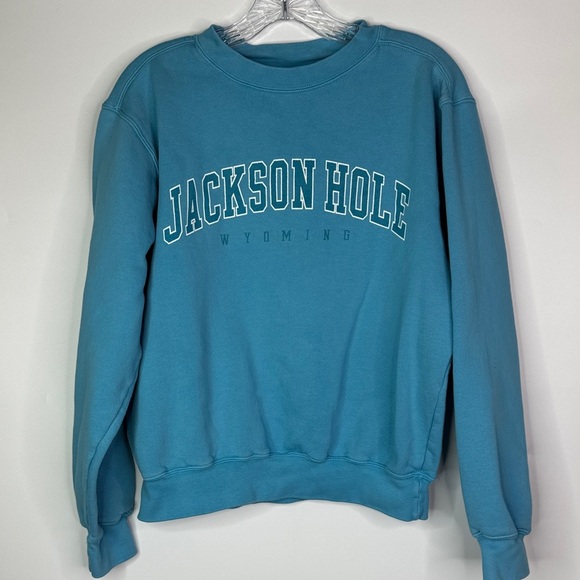 BAC Tops - BAC Jackson Hole Wyoming Blue Crewneck Sweatshirt Size Small